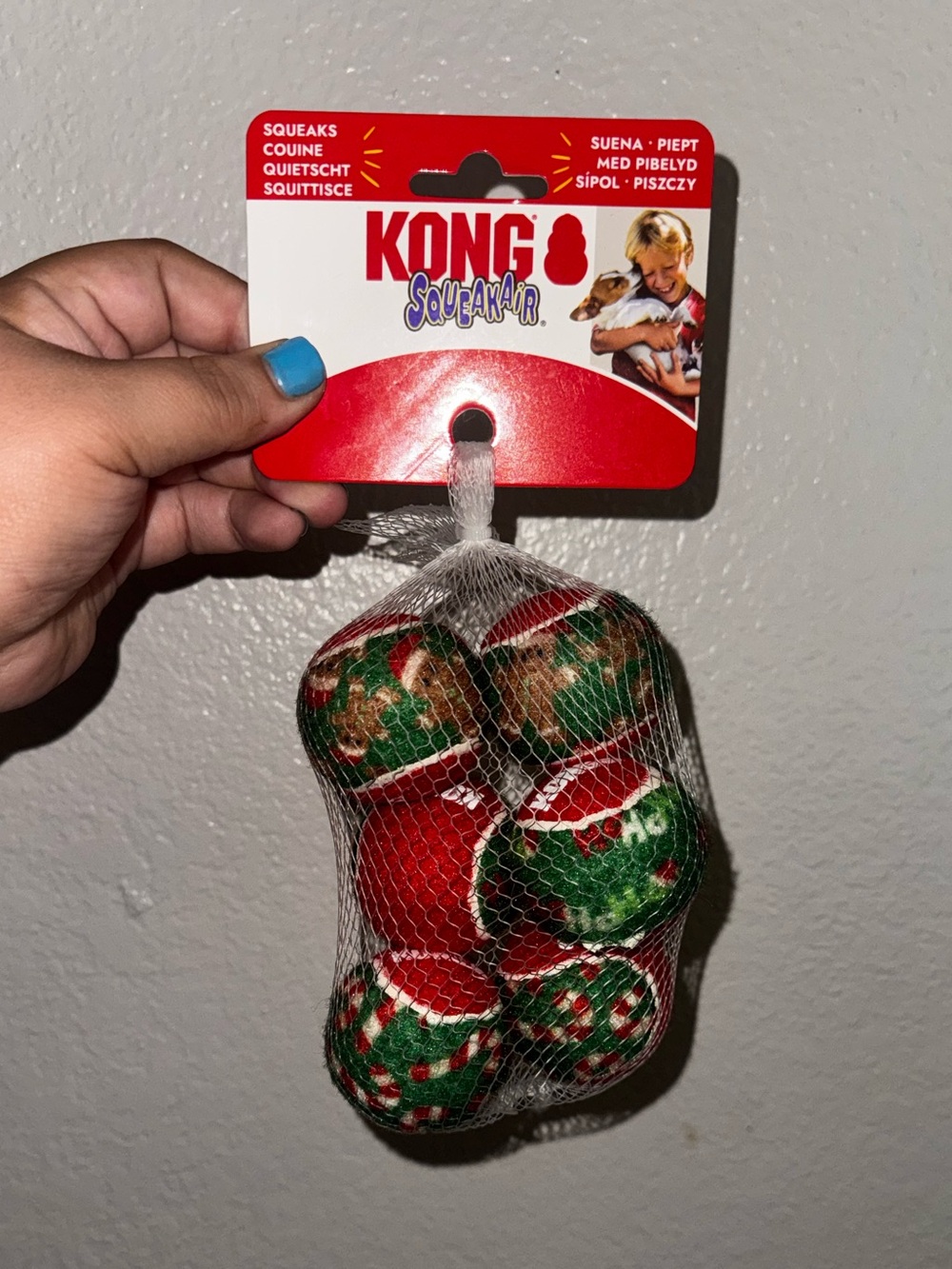 Kong Red and Green Holiday Squeak Balls
